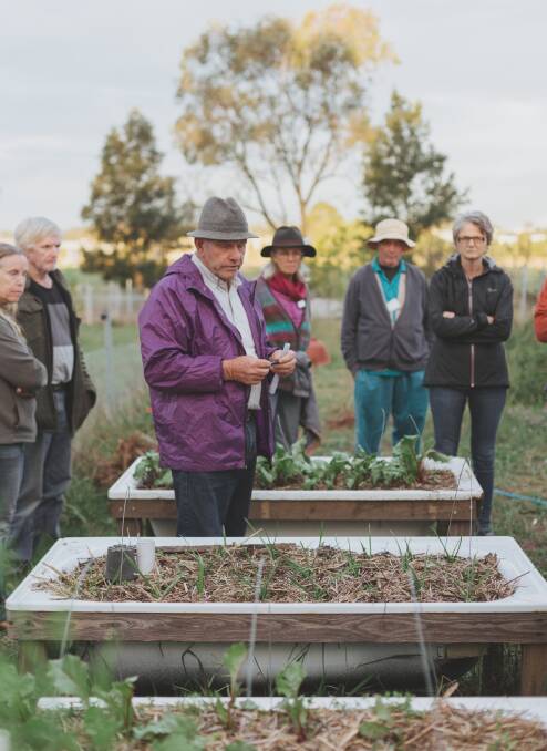 Permaculture explained: Mark Brown in the purple jacket. Picture: Myf Garven