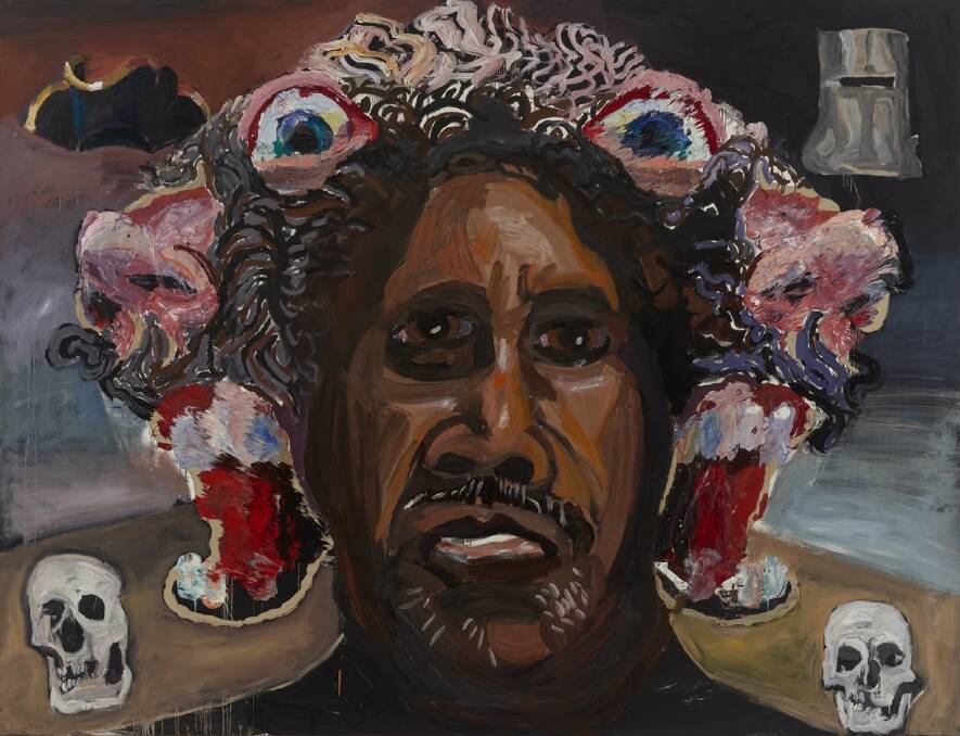 The Crown by Vincent Namatjira and Ben Quilty, showing in CrownLand at Maitland Regional Art Gallery.