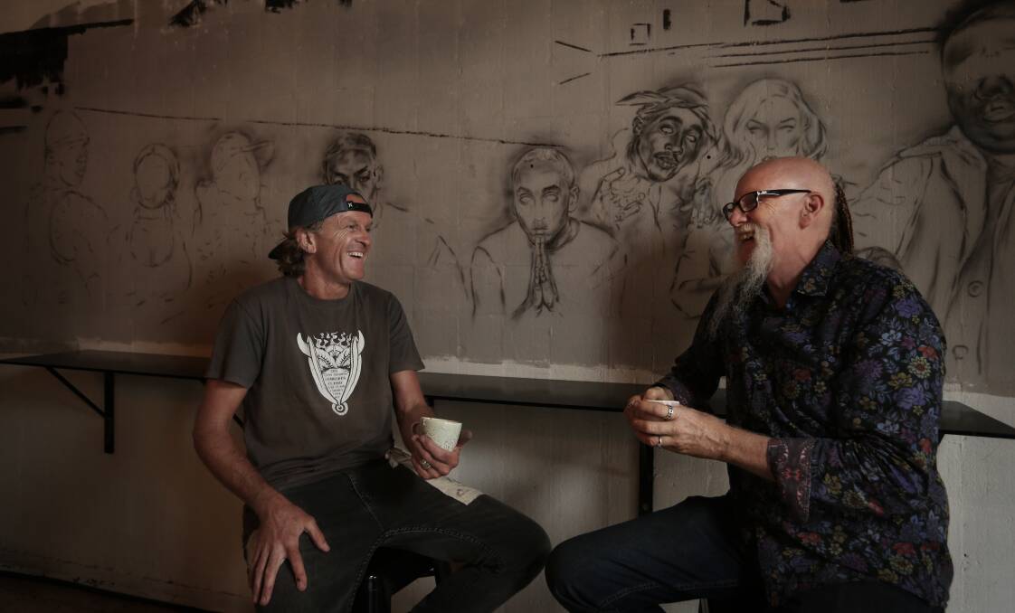 Hanging out: Artist Daniel Joyce and Xtraction Espresso owner Kenn Blackman. 