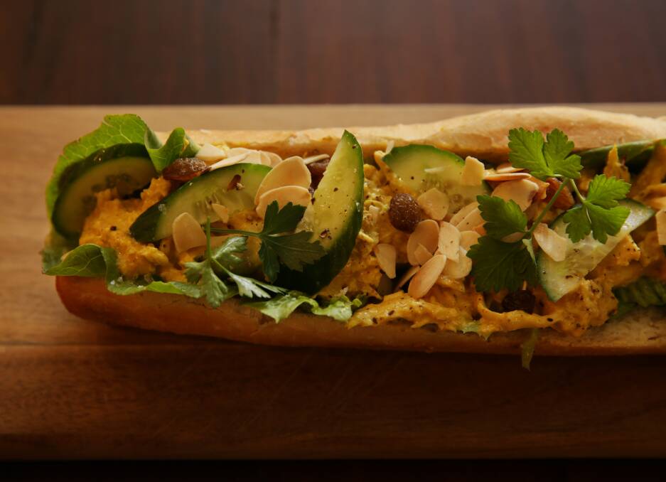 YES MA'AM: The Coronation Chicken baguette, crammed with flavour and crowned with toasted almonds. Pictures: SImone De Peak