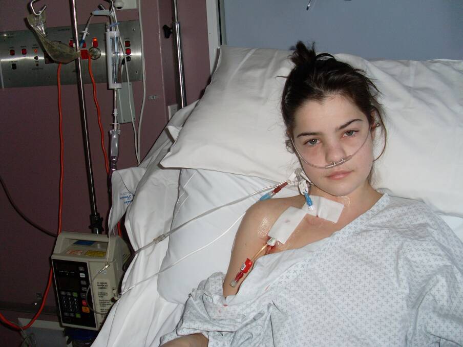Intense: Chloe Bayliss in hospital.