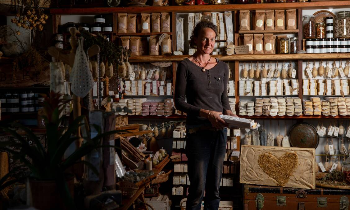 Wonderland: Soap maker Michelle Waite in the shop at her Broke property. Pictures: Marina Neil
