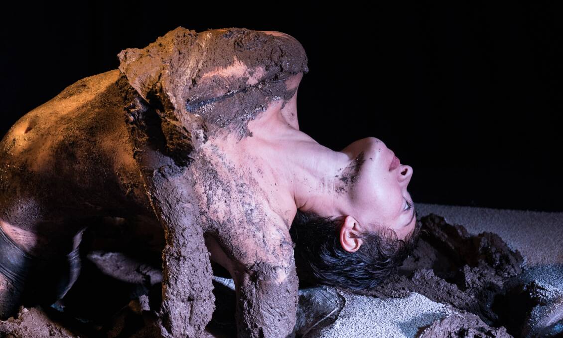Dramatic: Kristina Chan, Crawling through mud 2018. Pictures: Alison Laird & Ashley de Prazer