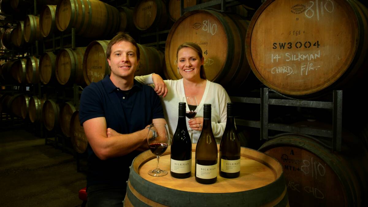 PART OF THE JOURNEY: Liz and Shaun Silkman with their new label Silkman wines in October 2014. Picture: Peter Stoop