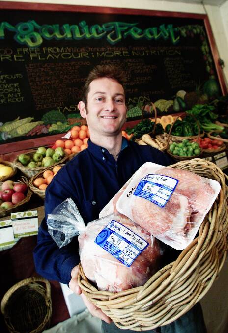 Way back: In 2002 with his organic chickens. Picture: Jamie Wicks