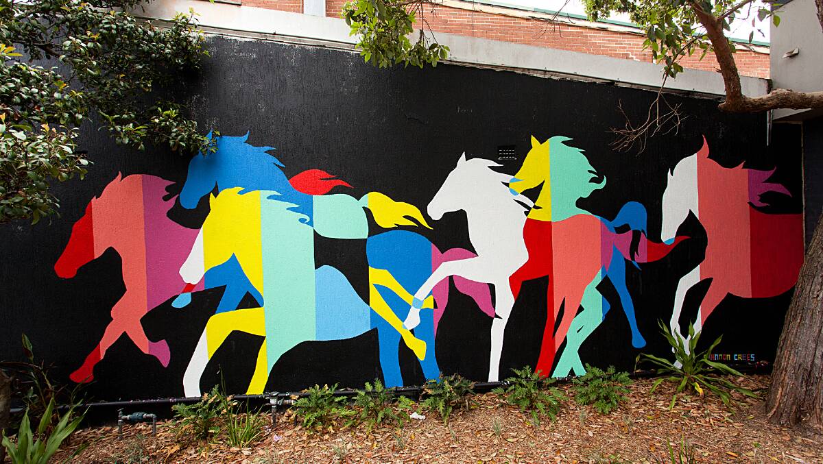 Hit the Bricks 2014: A work by Shannon Creese on Darby Street, Cooks Hill. Picture courtesy Carl Morgan @zookraft