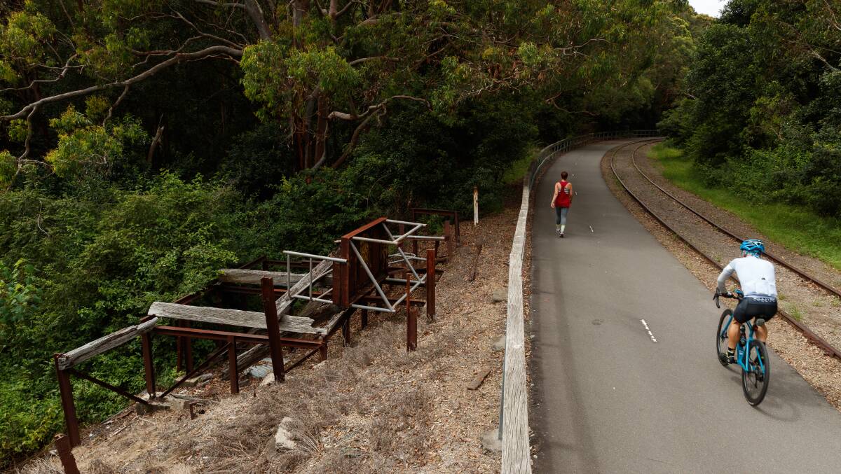 Getting along: Fernleigh Track is shared between cyclists and pedestrians. Picture: Max Mason-Hubers