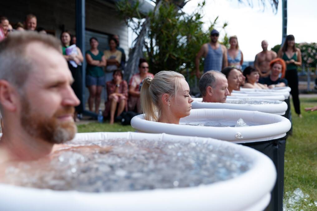 At the end of the three-hour workshop, we went outside where six ice baths had appeared. Picture by Max Mason-Hubers