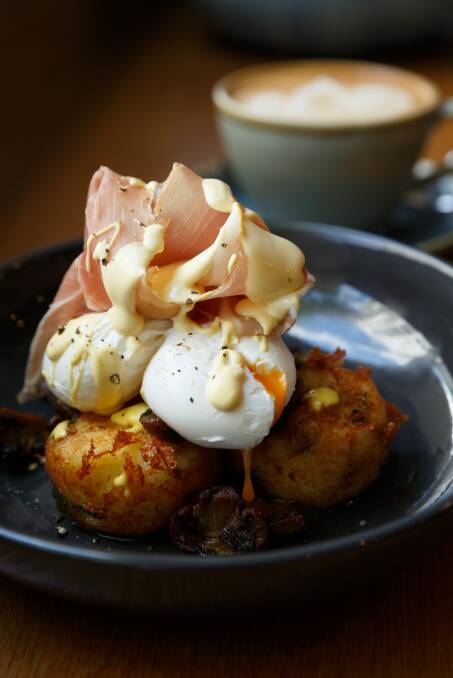 A beauty: The Sunrise Breakfast at Estratto (pancetta, poached eggs, rosti potatoes). Picture: Max Mason-Hubers