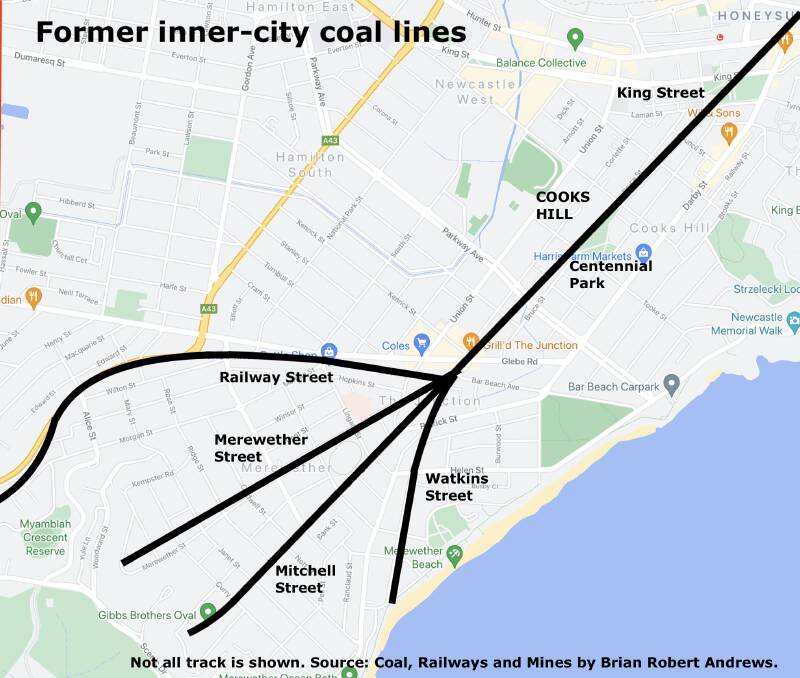 What once was: Former rail lines that met at The Junction in Merewether.
