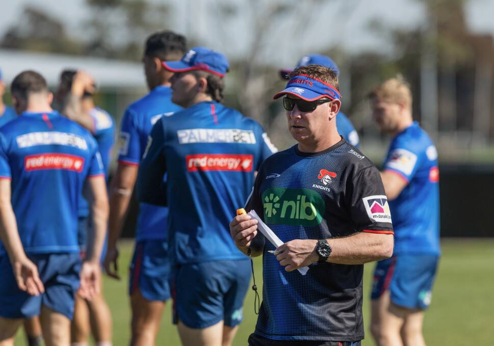 Newcastle Knights coach Adam O'Brien at training on Tuesday, September 5. Picture by Marina Neil