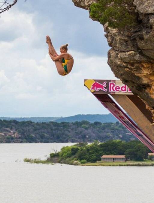 WINNING STYLE: Nords Wharf's Rhiannan Iffland on her way to victory in the opening Red Bull cliff-diving competition of 2016, in Texas. Picture: Romina Amato/Red Bull Content  