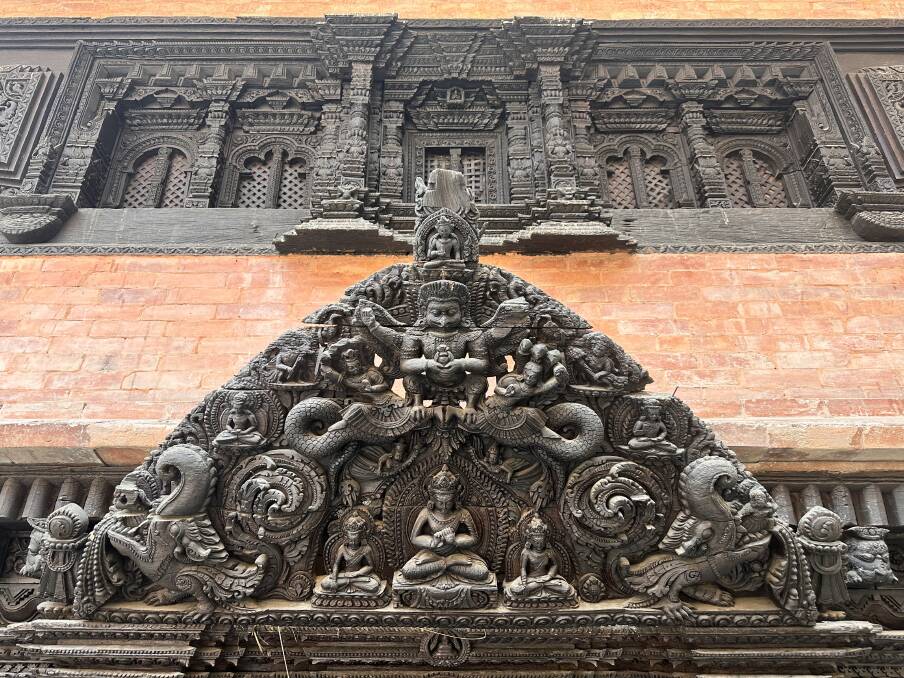 Restored 13th century carvings at the Dwarikas Hotel. Picture by Daniel Scott