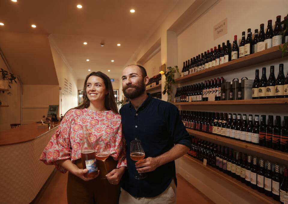 Ready: Florence Diffey and Josh Di Stefano in their new retail shop on Beaumont Street, Hamilton. Picture: Simone De Peak
