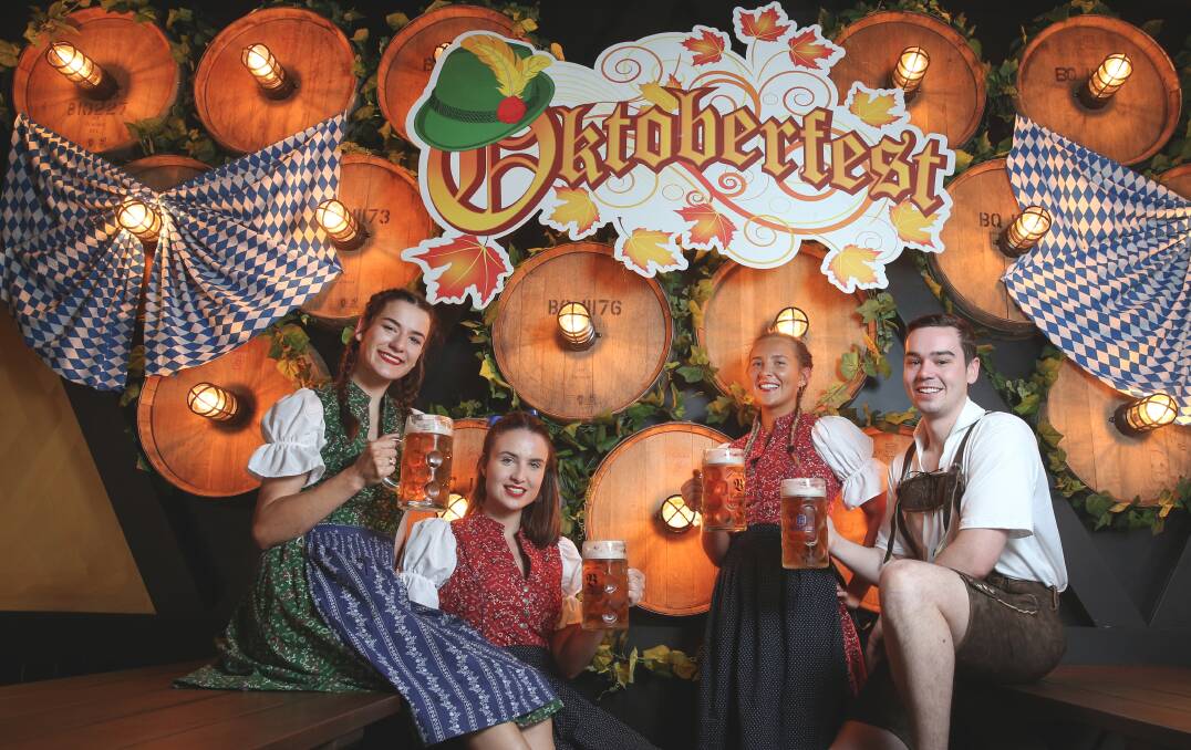 READY: The Bavarian Charlestown's staff members Tegan Ison, Hayley Telford, Jasmin Burnett and Jack Piercy. Picture: Marina Neil