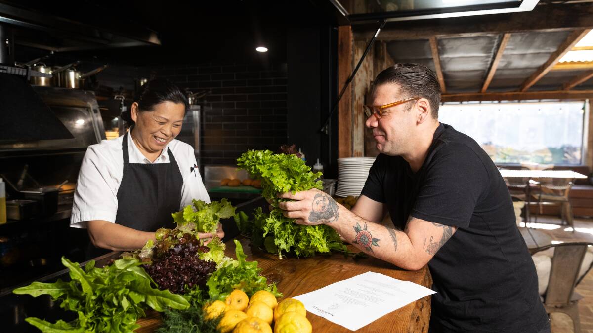 Cafe Marjorie creator and chef Joel Humphreys with chef Aali Liu, Picture by Marina Neil