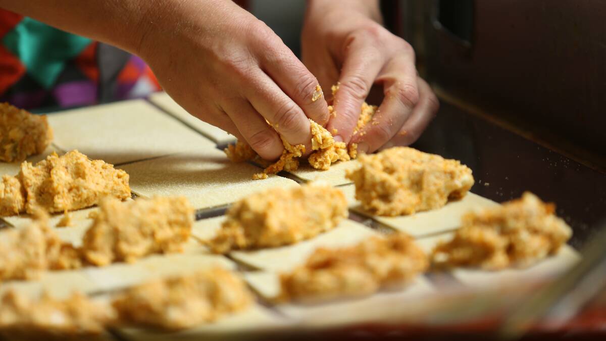 Made from scratch: Tory Peters preparing pumpkin and ricotta cannelloni. Picture: Marina Neil