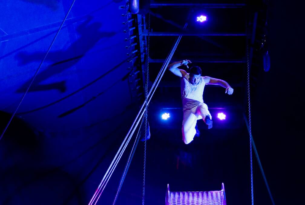 Daredevil: Wheel of Death acrobat Jansen Grant of Webers Circus. Picture: Jonathan Carroll