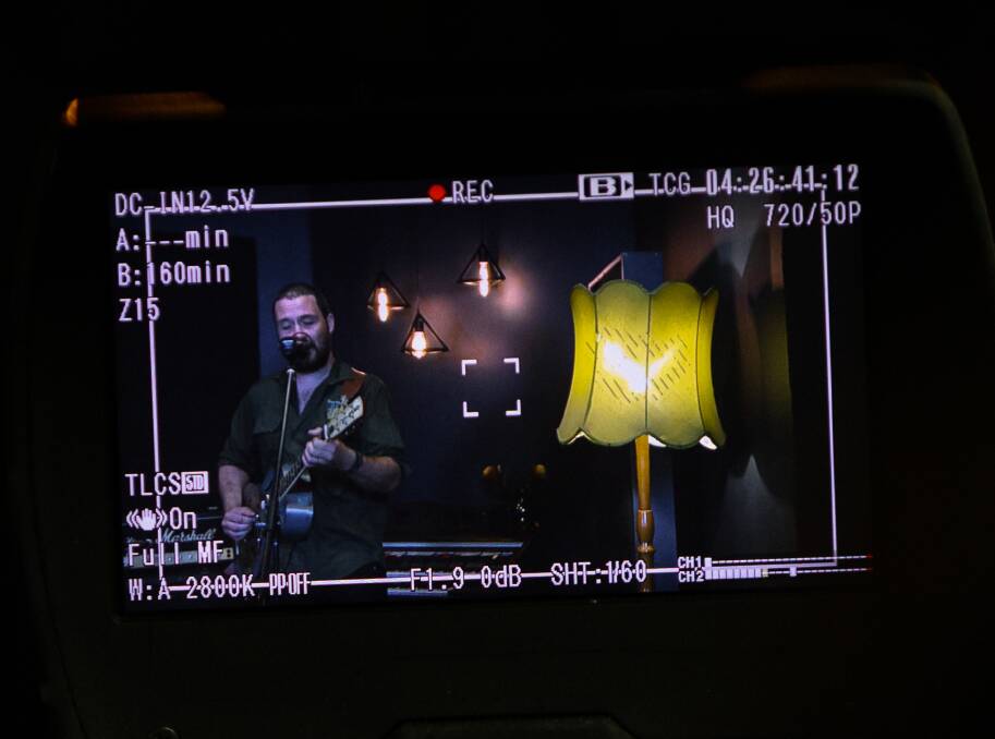 Counting down: William Crighton through a camera monitor during rehearsal at Sawtooth Studios. Pictures: Marina Neil