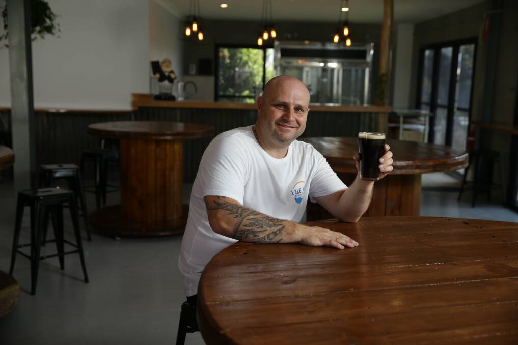 Raise a glass: After many delays, Luke Willis has finally opened his new brewery in Morisset. Picture: Jonathan Carroll
