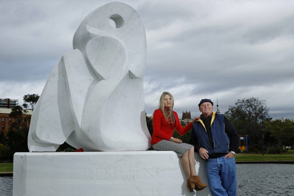 Resilience: Joanne Sinclair and Roger McFarlane at the artwork shortly after its unveiling.