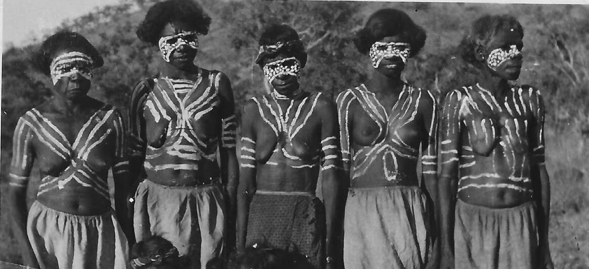 Bygone age: Aboriginal girls in ceremonial paint in Northern Australia as seen during World War II. Picture: Jack Carter
