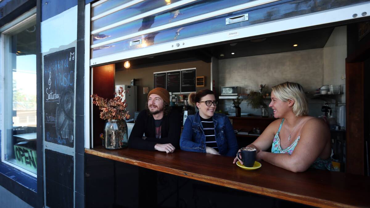 Teamwork: Michael Muchow, Melody Moko and Catherine Britt at Peppertown Cafe. Picture: Simone De Peak