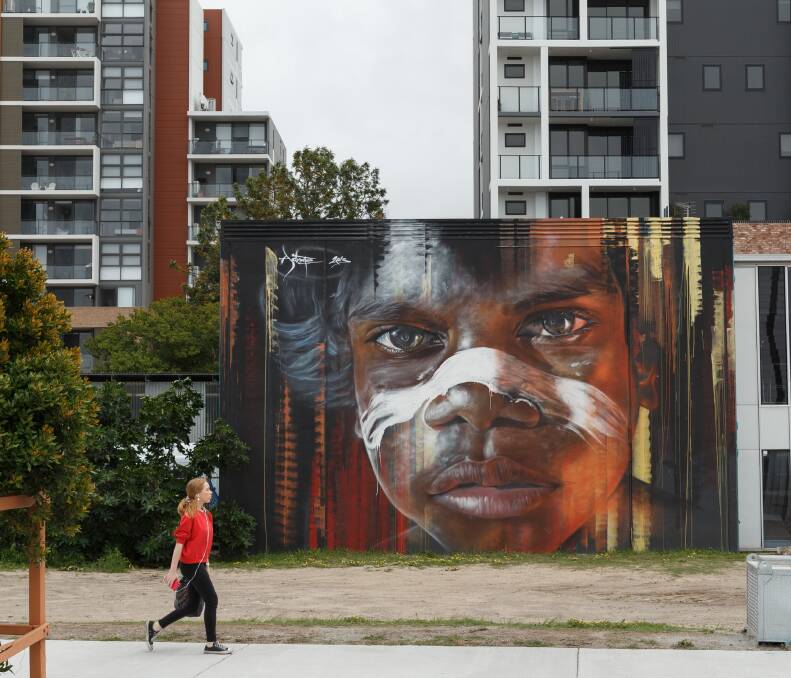 Here today, gone tomorrow: Look Up, painted in Newcastle West, was lost when the building was demolished. New apartments are almost complete on the site. Picture: Max Mason-Hubers