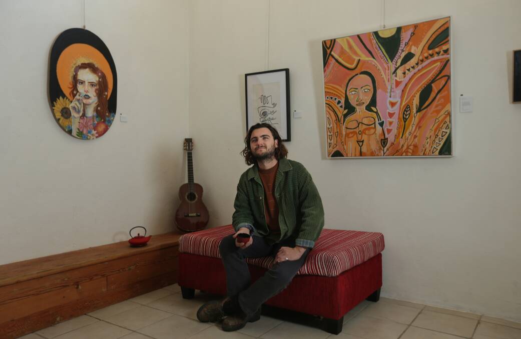 Destined to become: Thomas Macokatic in his Between the Lines gallery in Tighes Hill. Pictures: Simone De Peak