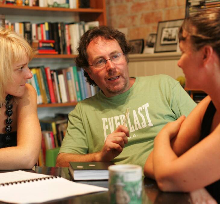 Engaged in work: Caulfield with actors Jacqueline Norris and Jan Hunt in 2006.