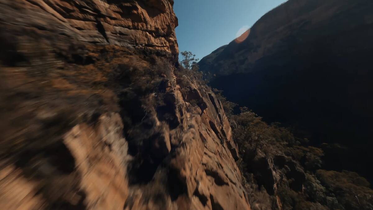 Close to the edge: A screen shot from one of Clifford Wakeman's drone videos.