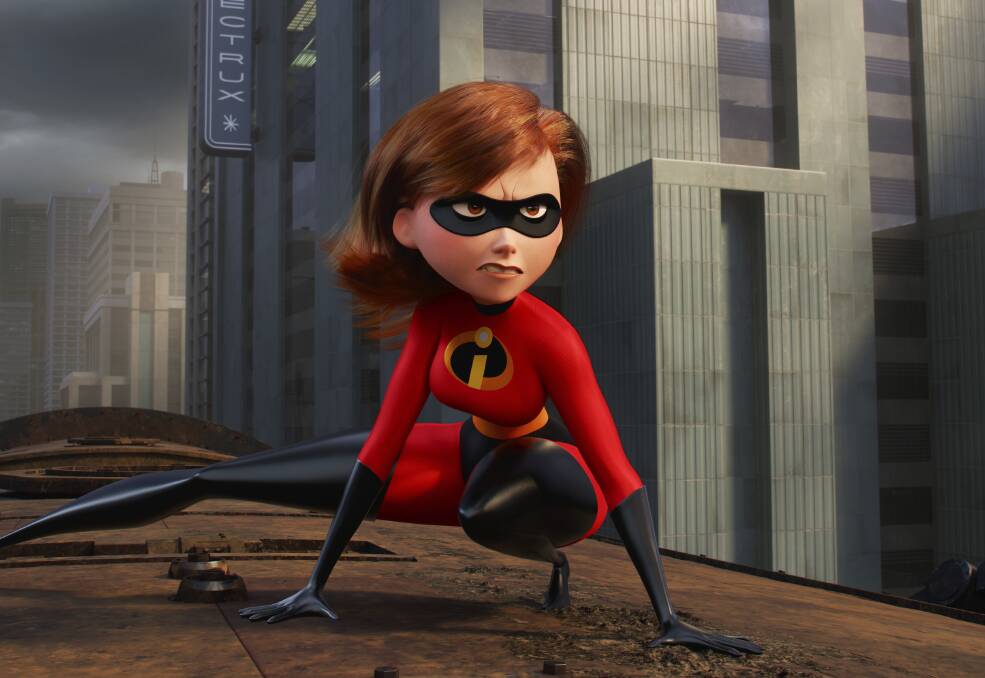 MUST-SEE SEQUEL: Elastigirl leaves Mr Incredible housebound, watching the kids, while she saves the world in Incredibles 2.