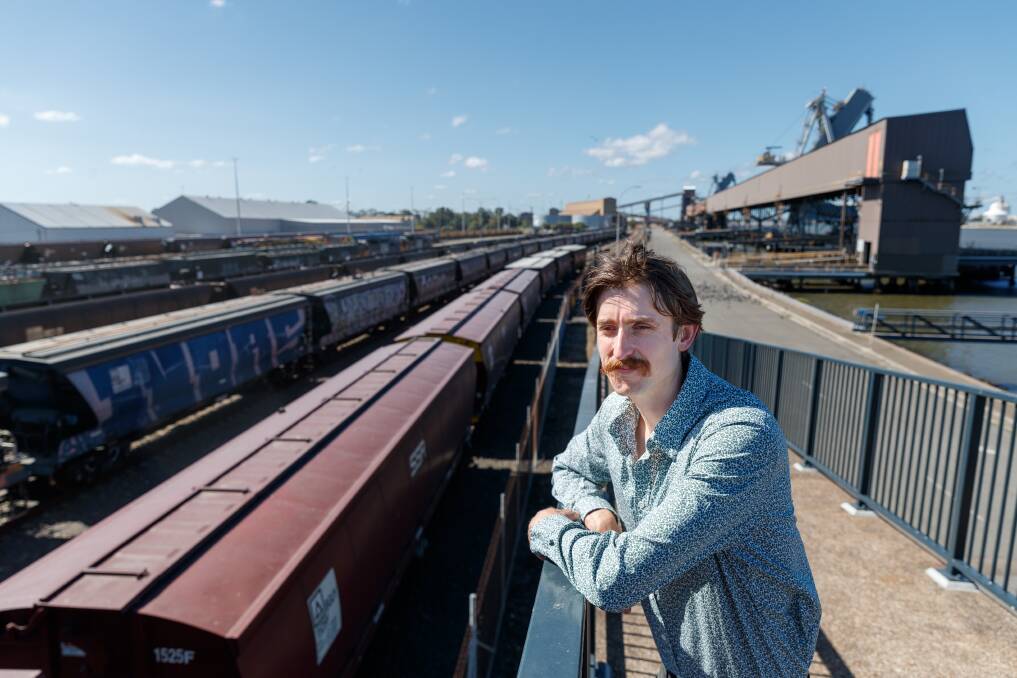 Lachlan X Morris on the Booth Street railway bridge in Carrington. Picture by Max Mason-Hubers