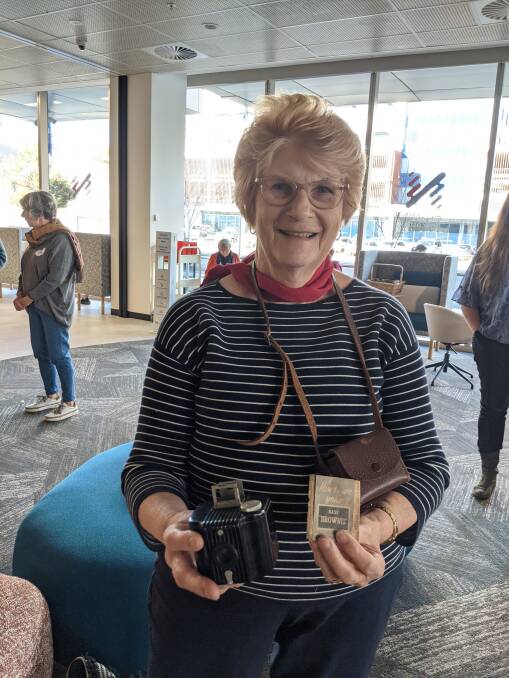 Still connecting to people: Sandra Keen and her Kodak Baby Brownie Camera. Picture: Alex Morris