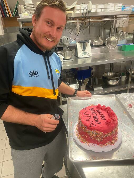 Connecting to home: "I had a go at cake making for my daughter's birthdays, topped off by the whole station singing happy birthday!," Tobey says.