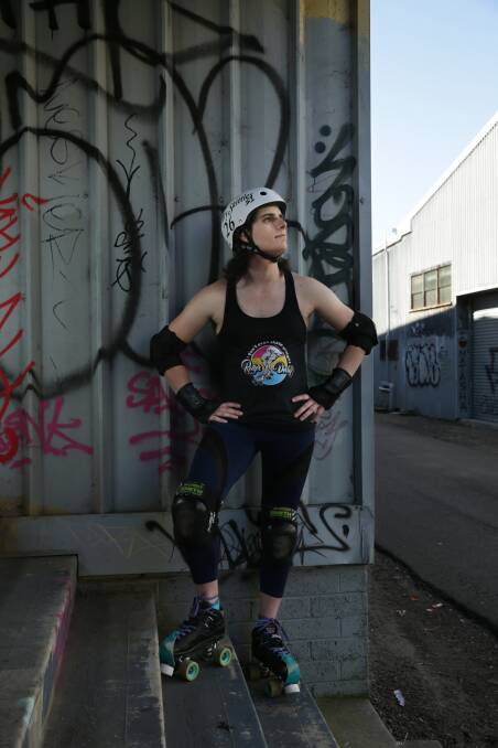 Arden Cassie, 27, of Charlestown says roller derby has provided her with a place where she does not have to be the "transgender person". Picture: Simone De Peak