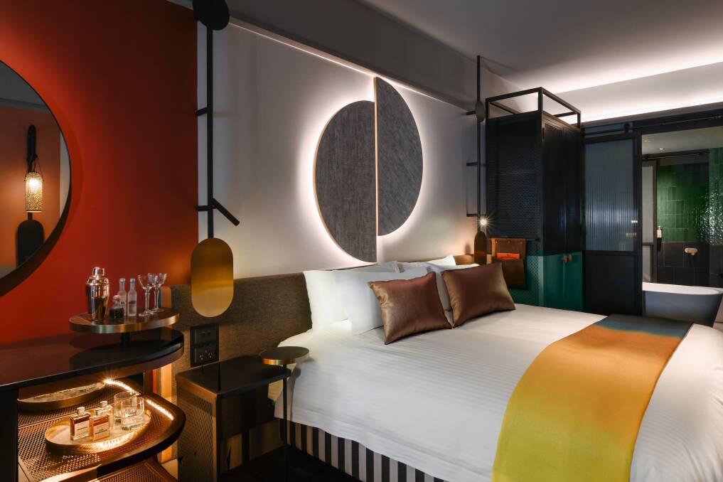 Moon theme: One of the 104 guest rooms in the new QT Newcastle hotel.