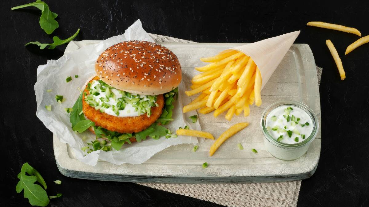  NO FISH, WITH CHIPS: The fishless fish burger from Dutch company Schouten. 
