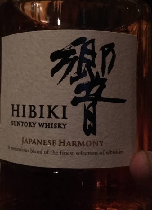Sampling the best: Hibiki suntory whisky from Japan.