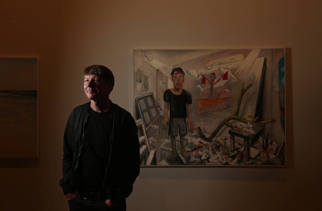 Last year's winner: Newcastle artist Michael Bell and his Kiilgour Prize winning artwork. Picture: Simone De Peak