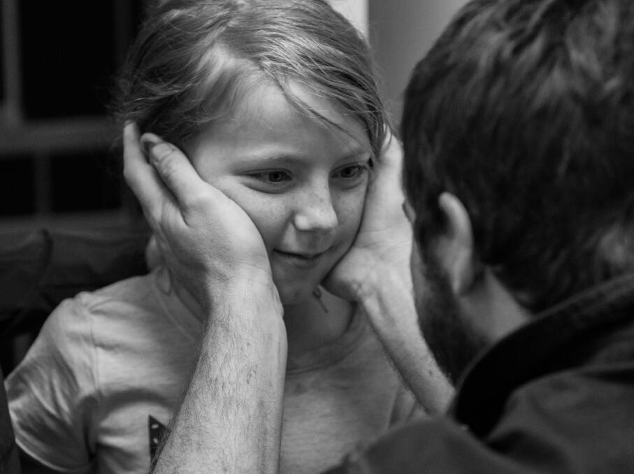 Small cast: Nick Cain with Maisy Lester-Bryant, who plays Elsie in the movie (Photo by Alicia McInnes).