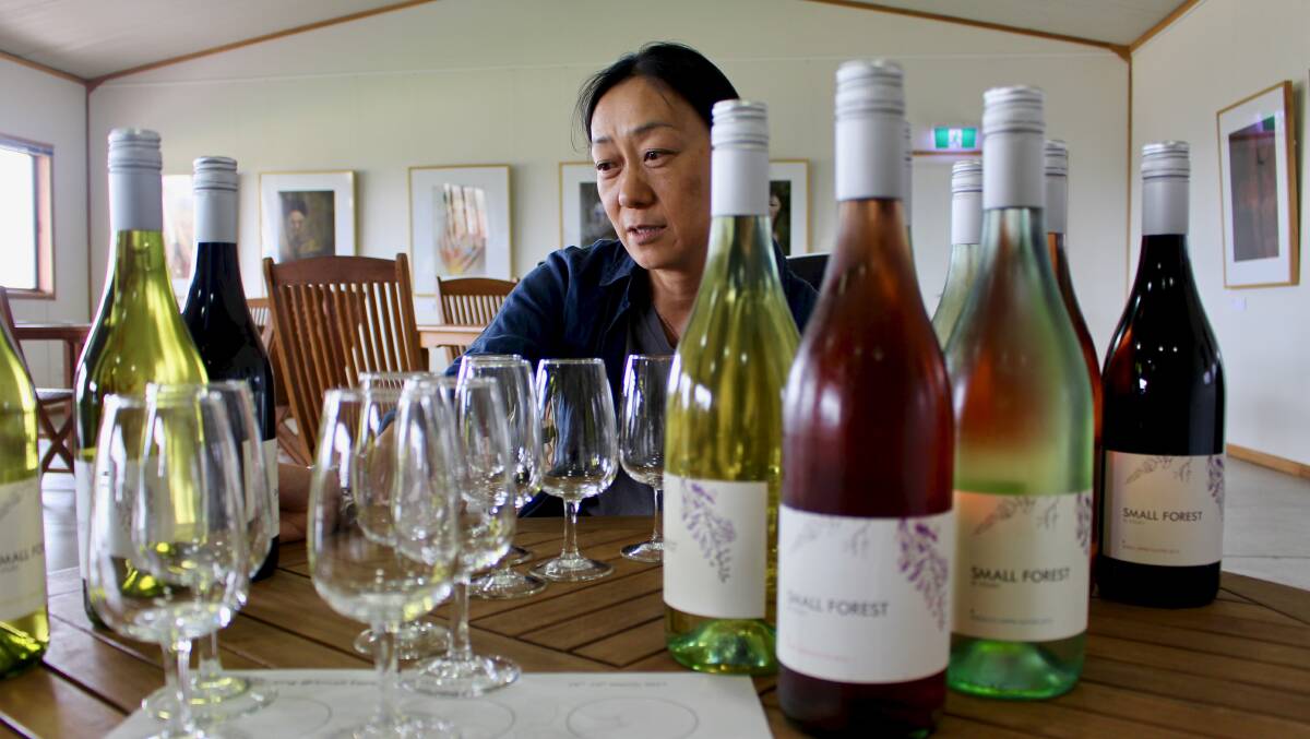 All about the texture: Atsuko Radcliffe with a selection of wines from Small Forest. Picture: Daniel Honan
