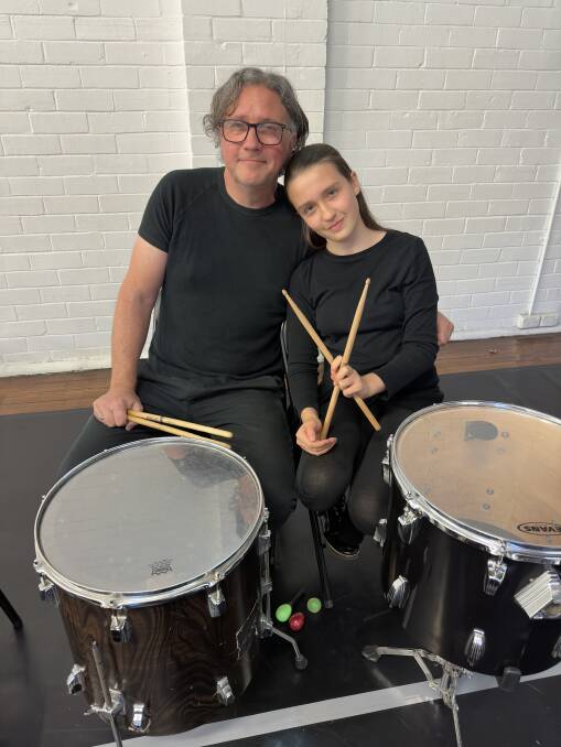 Hamish and Imogen Ford, father and daughter drummers, are part of the large percussion contingent for the production of NOISE by Dancenorth at the New Annual festival.
