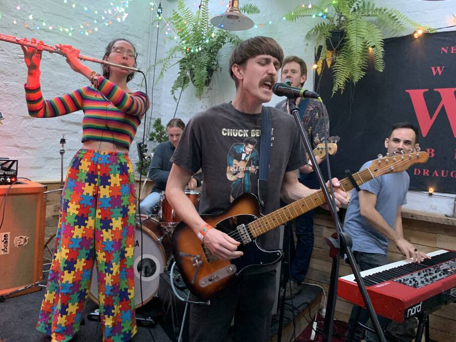 Lachlan X Morris and his band at The Family Hotel during West Best Bloc Fest on Sunday. Picture by Nick Milligan