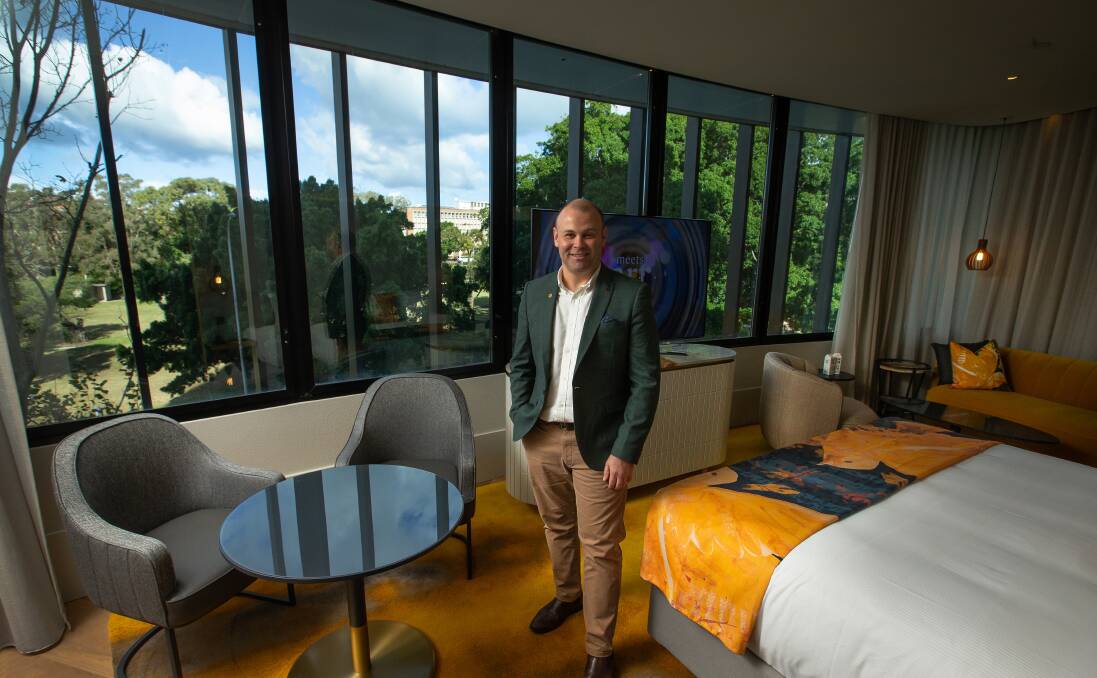 Elegant view: Hotel general manager Carl Taranto in a Park Master room.