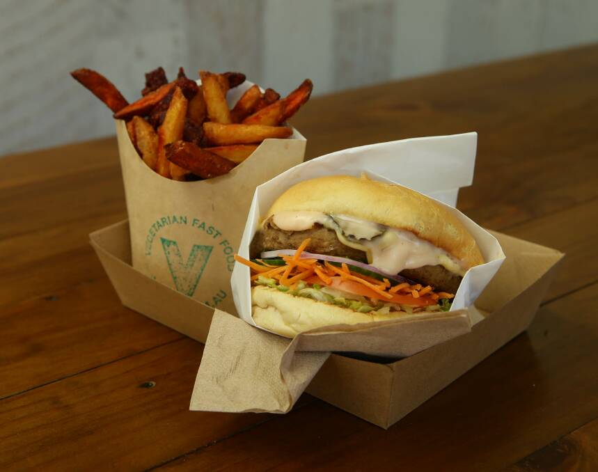 On the menu: Vego's Rainbow Fries and the Big V Burger.