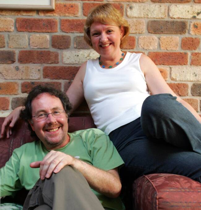 Collaborator extraordinaire: Caulfield with his wife Felicity Biggins in 2006 working on You Know Who.