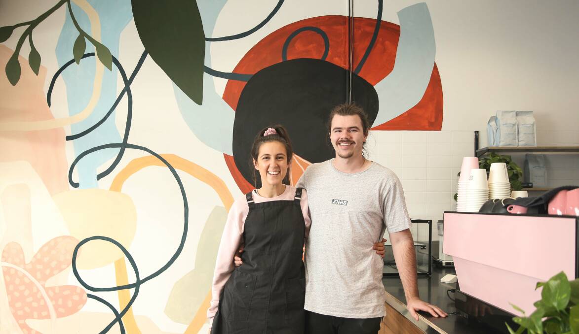 Why not: Wildflower Espresso owners Rianna and Jack Bingham at their second location at The Station. Picture: Marina Neil