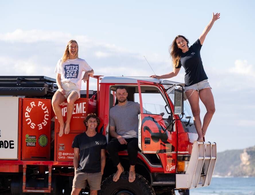  Emu Parade's vegetable-oil fuelled fire truck, which will be on hand on the night at Dixon Park, with marine scientist Annie Ford at far right.