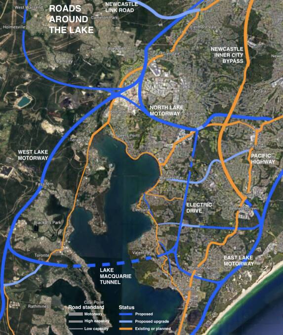 New options: A cross-lake tunnel and "Electric Drive" route would bring roads into the 21st century in eastern Lake Macquarie. 